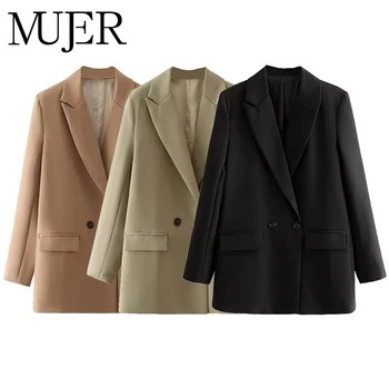 MUJER 2025 Women's Blazers New Office Casual Blazer Woman Straight Outerwears Fashion Women's Tailoring Blazers for Women Coats 1