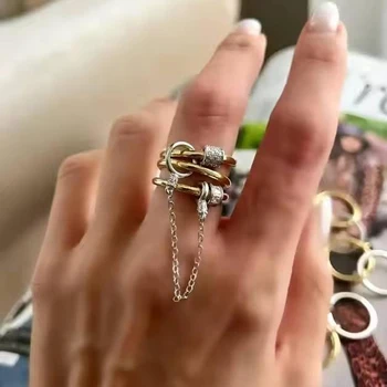 2026 New Fashion Tassel Chain Multi Layer Finger Ring Bling CZ For Women Bar Party Trend Jewelry 1