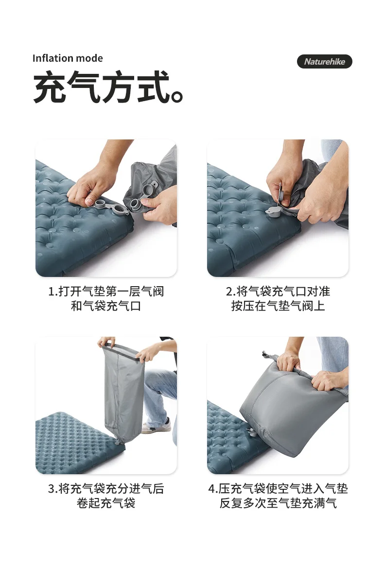 네이처하이크 R3.5 R 값 3.5 더블 슬리핑 패드, 야외 캠핑 매트, 2 인용 에어 매트리스, 팽창 에어백 포함