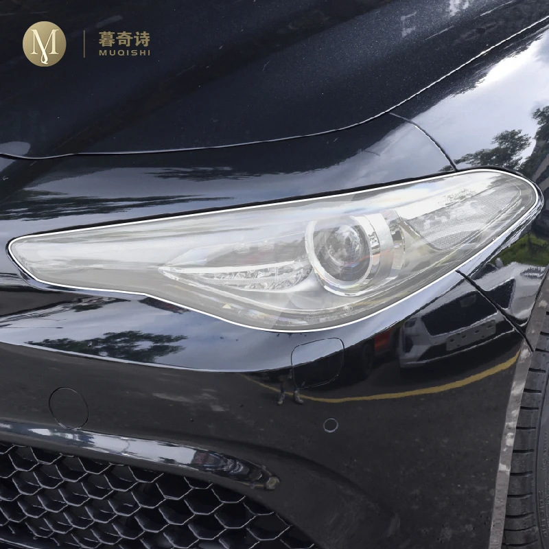 

Налобные фонари для Alfa Romeo Giulia 2017-2023Car, защитная пленка из ТПУ PPF, защитная пленка, пленка для ремонта царапин, налобный фонарь Дымчатого цвета