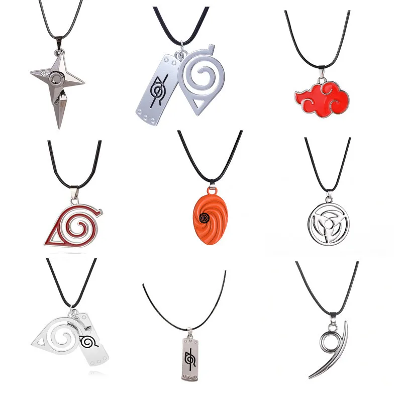 Hot Anime Konoha Necklace Akatsuki Red Cloud Pendant Narutos Accessories Keychain Cosplay Itachi Cartoon Jewelry |