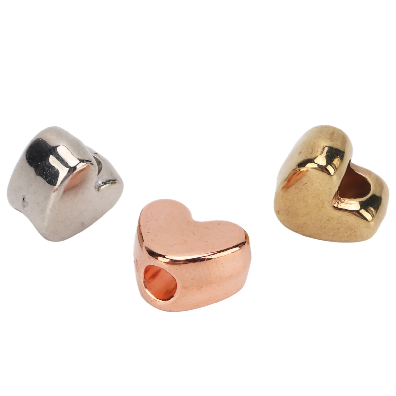 3 색 하트 스페이서 비즈 광택 플라스틱 하트 비즈 쥬얼리 만들기 DIY 공예 비즈 목걸이 팔찌 귀걸이 50PCS