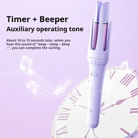 Fer à boucler automatique, fer à friser automatique pour des ondulations de plage avec millions d'ions négatifs, 4 températures et 3 minuteurs, arrêt automatique 3