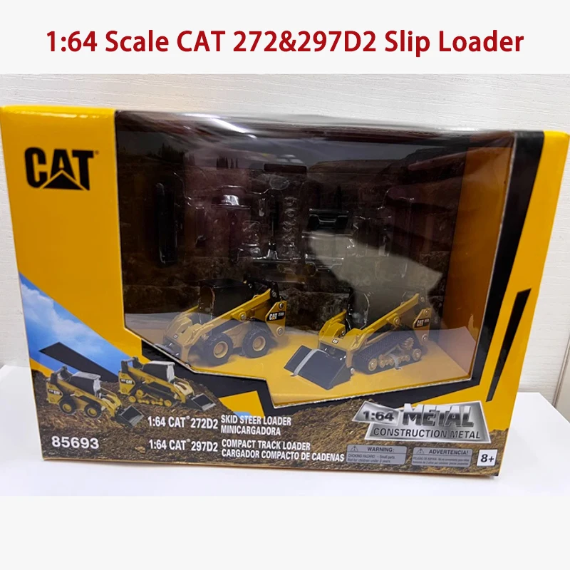 DM Diecast 1:64 Scale CAT 272&297D2 Slip Loader Alloy Engineering Car Model 85693 Collection Static Display Ornaments Gift Toy