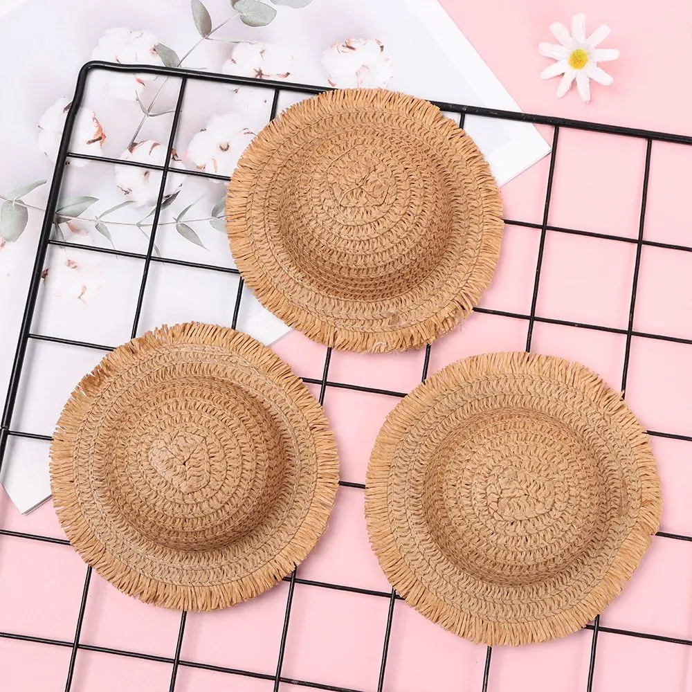 Mini Handmade Doll Straw Hat For 1/8 1/6 1/4 1/3 Doll Ob11 Dolls Cute Doll House Ornament Hand Weaved Hats DIY Doll Accessories