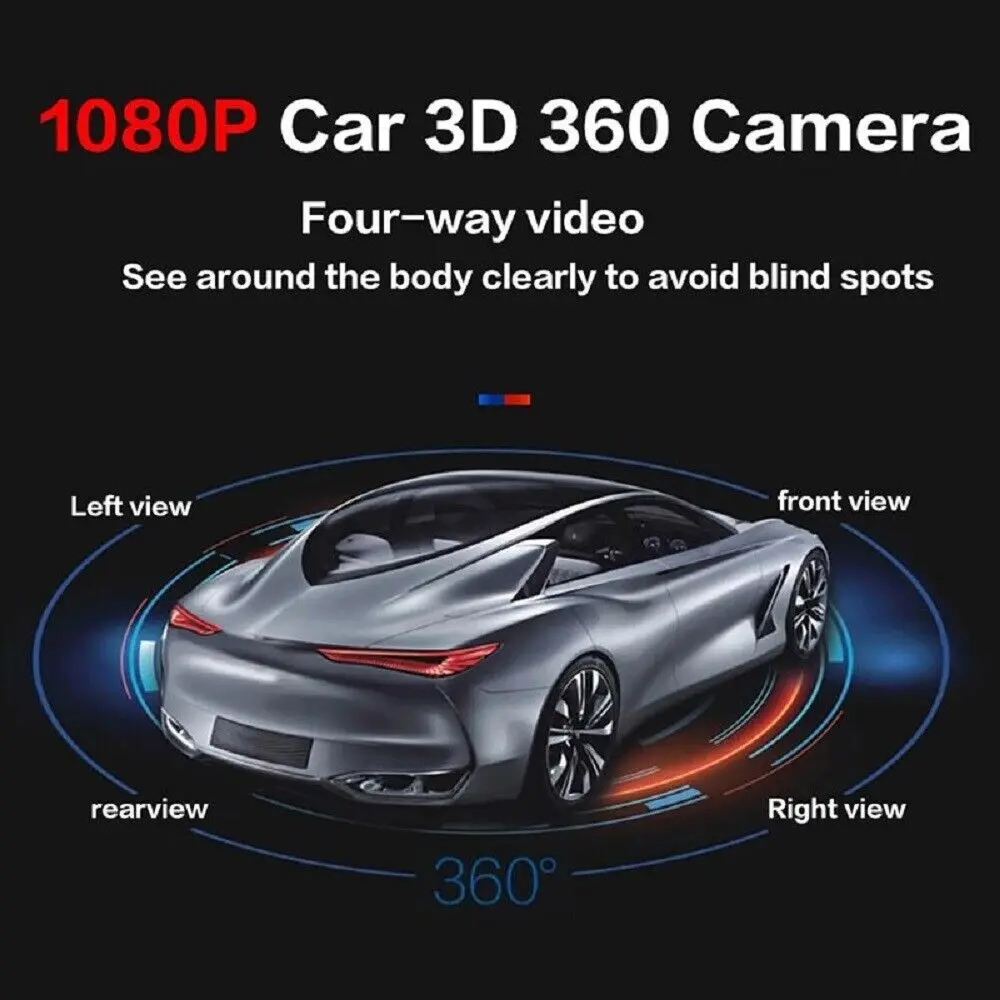 Car 1080P AHD 360 Camera Panoramic Surround View Right + Left + Front + Rear View Camera System for Android Auto Radio Night Vision 360 panoramic camera 360 degree camera