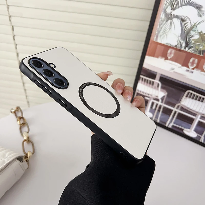 Premium Magnetic PU Leather Protective Case with Wireless Charging Compatibility