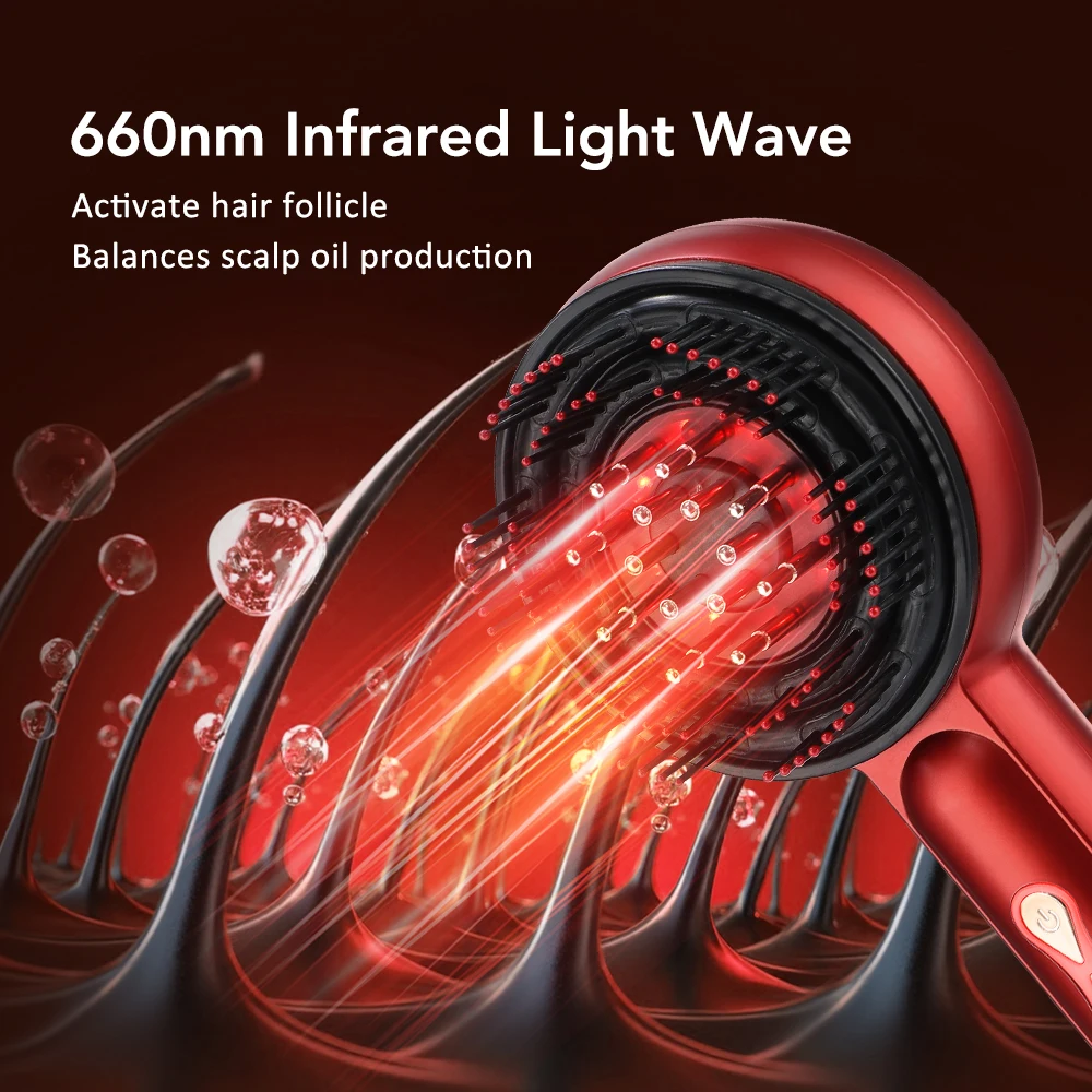 Electric Head Massager Hair Growth Comb Micro-current Scalp Relax Massager Red Blue Light Therapy Oil Applicator Anti-Hair Loss