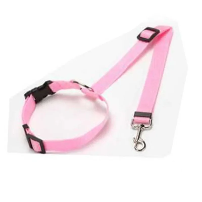Solid Color Two-in-one Pet Car Seat Belt Nylon Lead Leash thumbnail 9