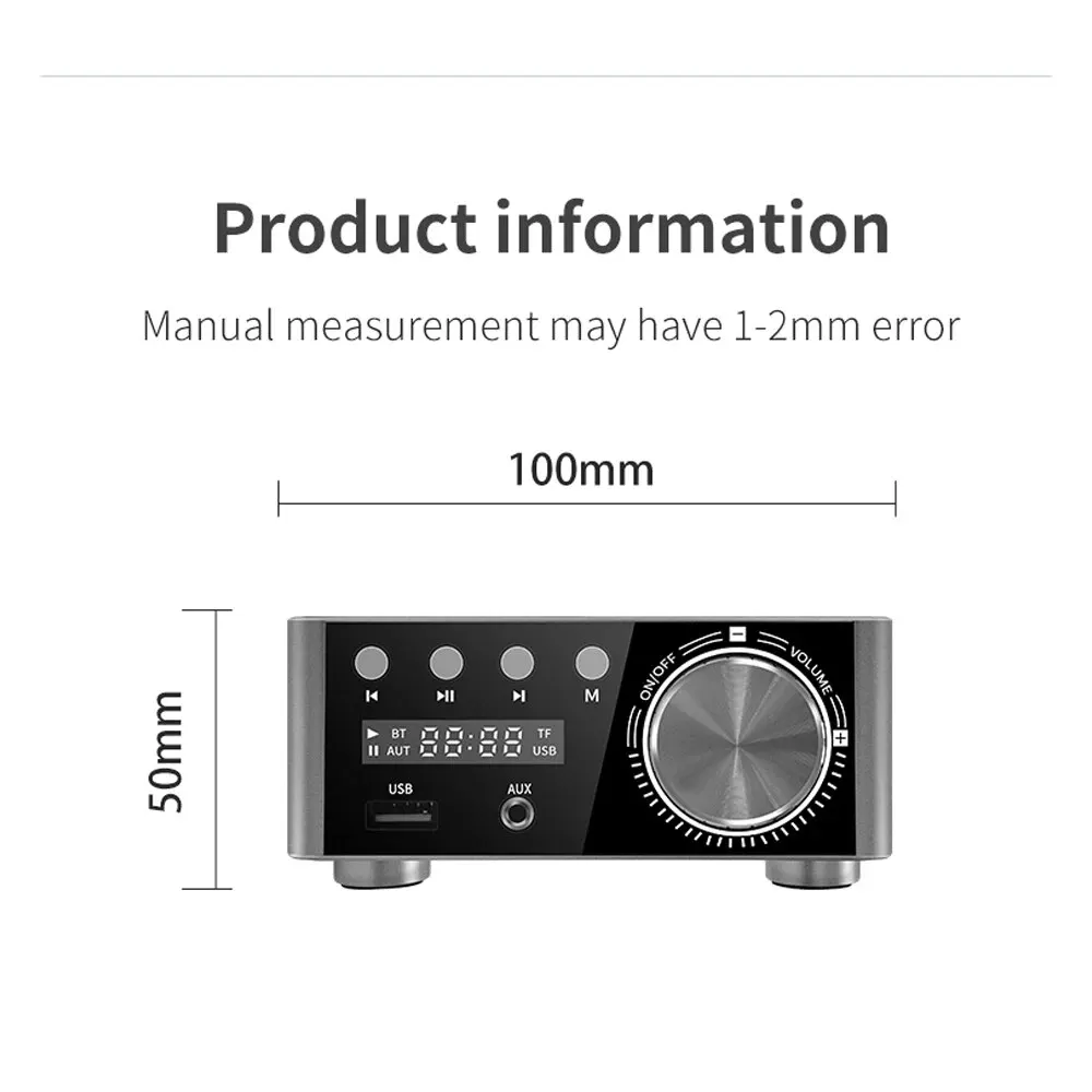 HiFi Bluetooth 5.0 Power Class D Amplifier Mini Stereo TPA3116 Digital Amplifier 50W + 50W Home Stereo Car Marine USB/AUX TF Card audio amplifier board sound amplifier