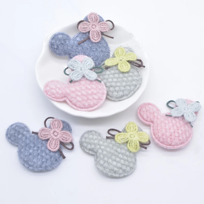 10 Stücke 42*35mm Plüsch Maus Kopf Applikation für DIY Kleidung Hut Handschuhe Leggings Socken Nähen Patches Dekor Kopfbedeckungen Zubehör