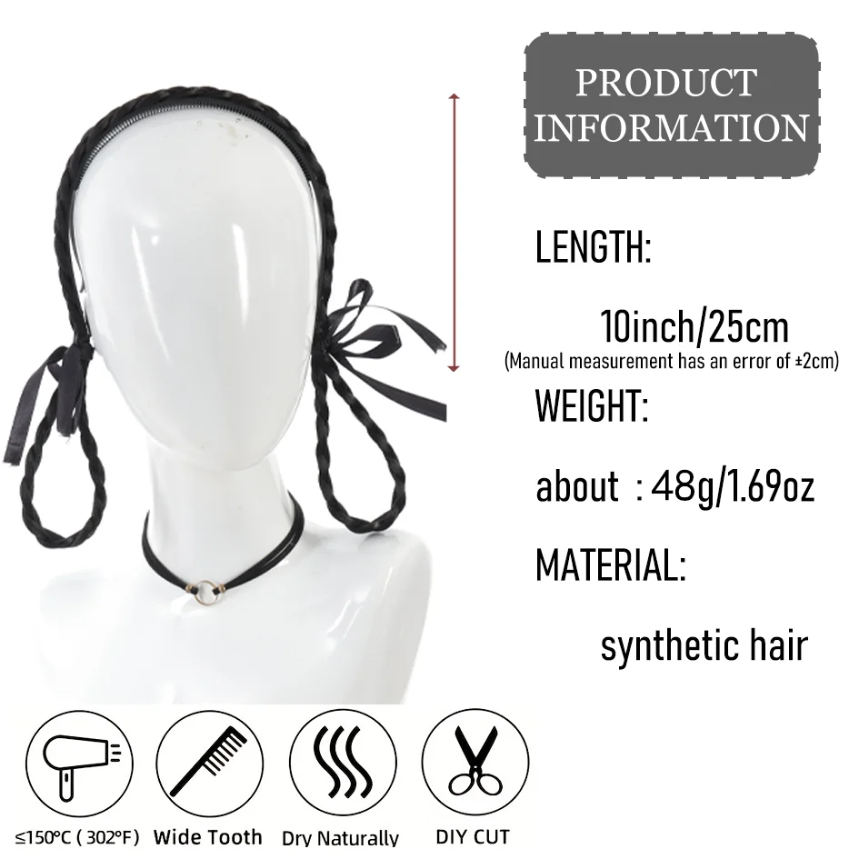 Synthetic Wig Hair Band Thick two Strands Braids Hair Hoop, Integrated Fishbone Braids Braiding Headband, Ideal choice for Gifts