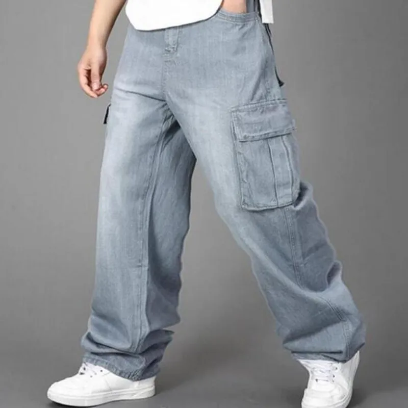 

New Men's Jeans Men's Hip-hop Trousers Skateboard Male Loose Jeans clothes Bottoms long pants 30-46
