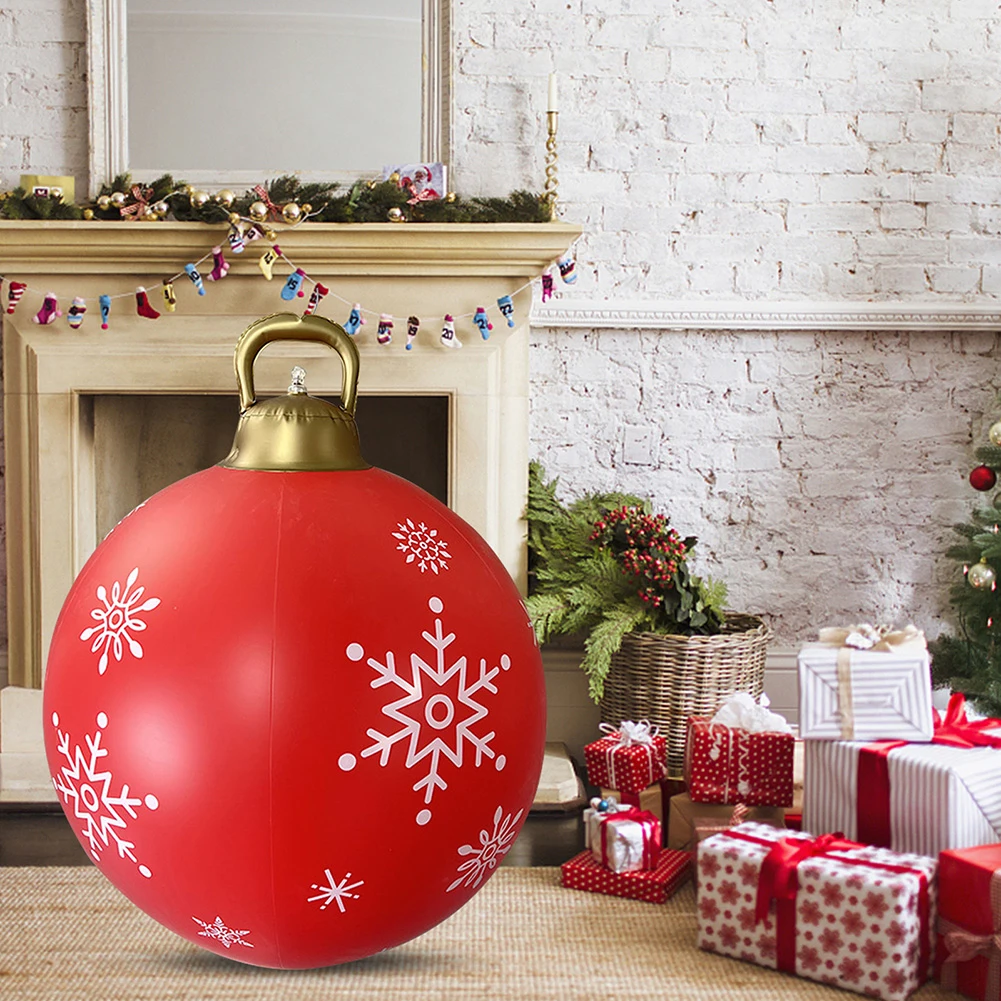 60CM Xmas Decorative Ball Water-Proof Christmas Inflatable Ball Colorful Versatile Indoor/Outdoor Decor