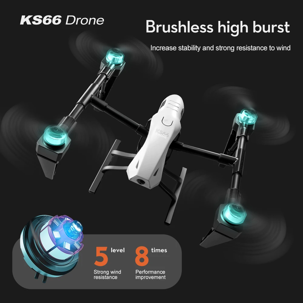 

New KS66 Mini drone 4k Professional 8K HD camera WiFi Fpv brushless motor optical flow RC helicopter quadcopter Children's toy