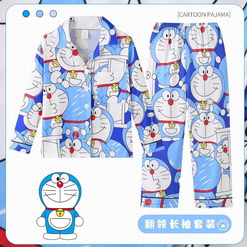 thumbnail image 1 of Anime Kawaii Sanrioed Cinnamoroll Hello Kitty Kuromi Y2K conjunto de pijamas de manga larga para niños ropa de dormir de primavera con dibujos animados para niños y niñas, 1 of 5