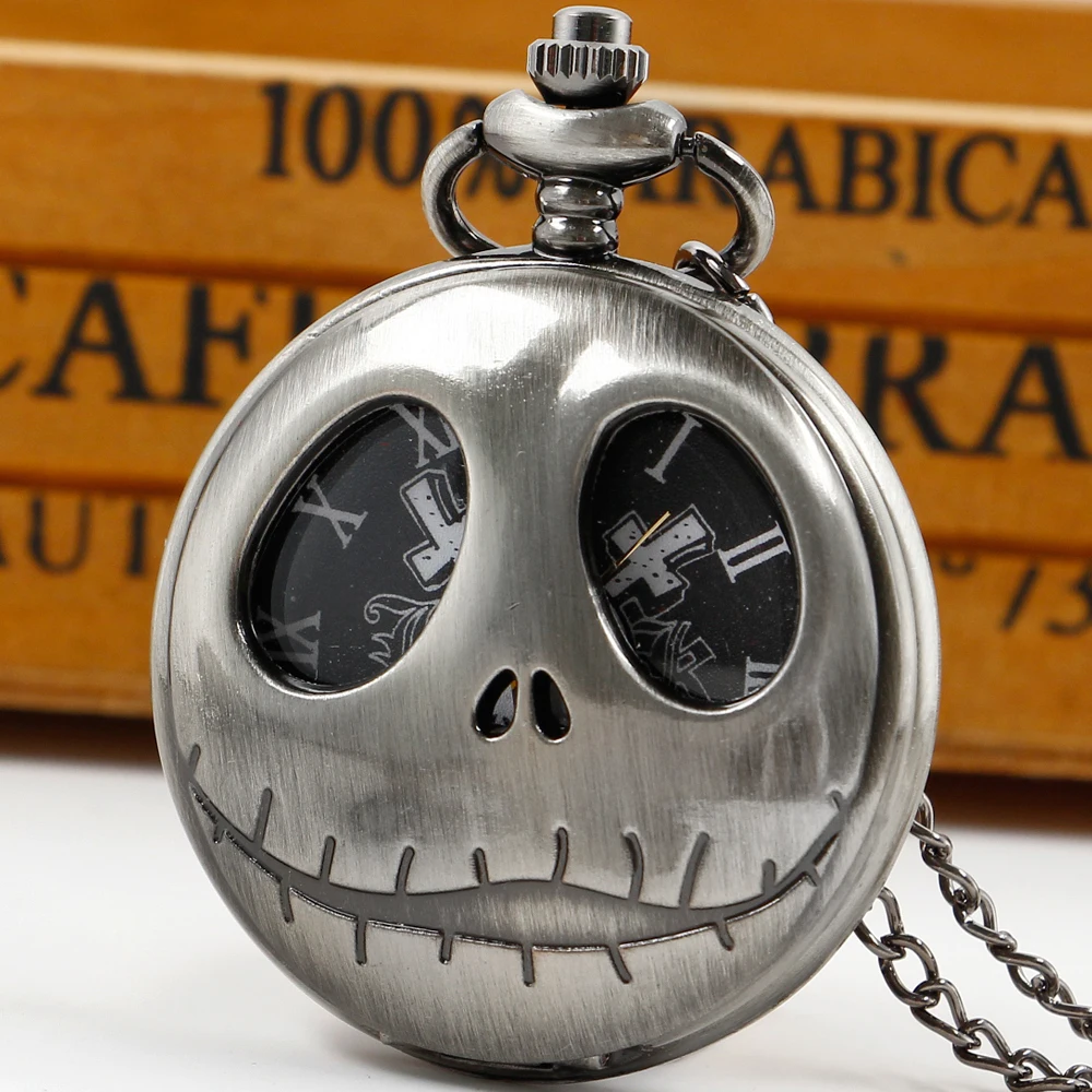 

Men Women's Personality Skull Design Quartz Pocket Watch Necklace Pendant With Chain Unique Halloween gift CF1504