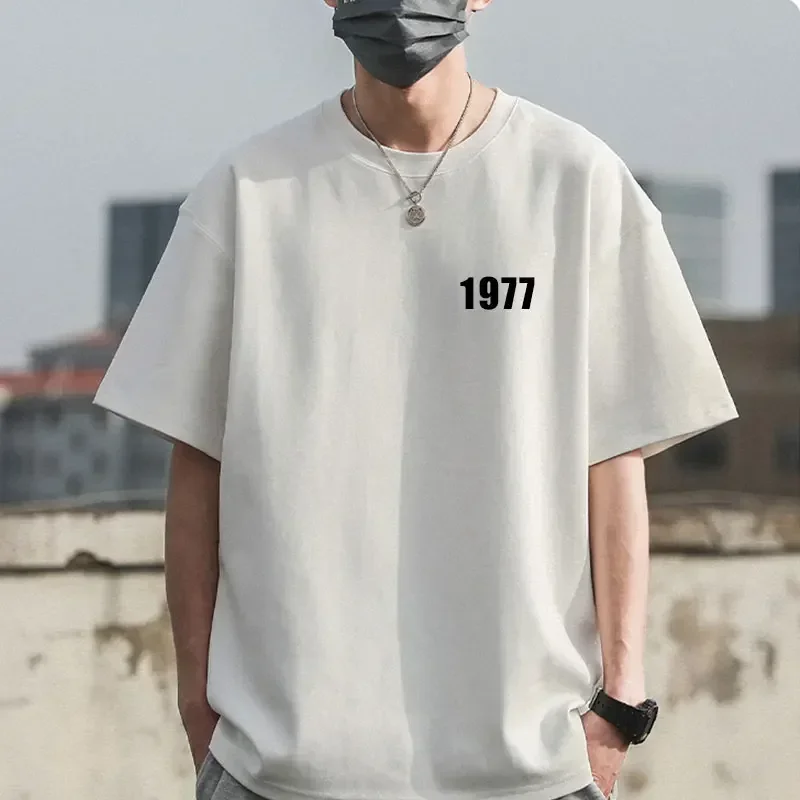 1977 Men Women Cotton Tshirts Retro Streetwear Short Sleeve 260g Printed