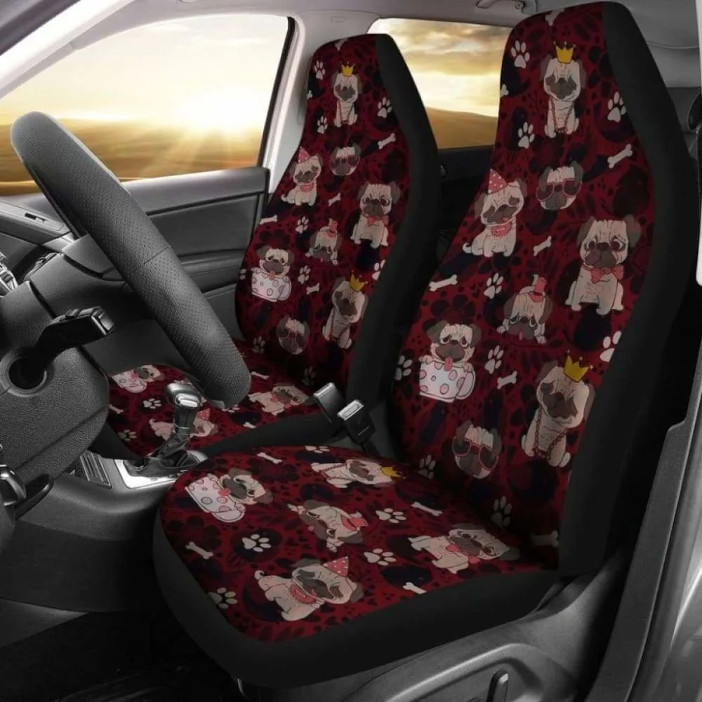

Pug Car Seat Covers 20 Pack of 2 Universal Front Seat Protective Cover