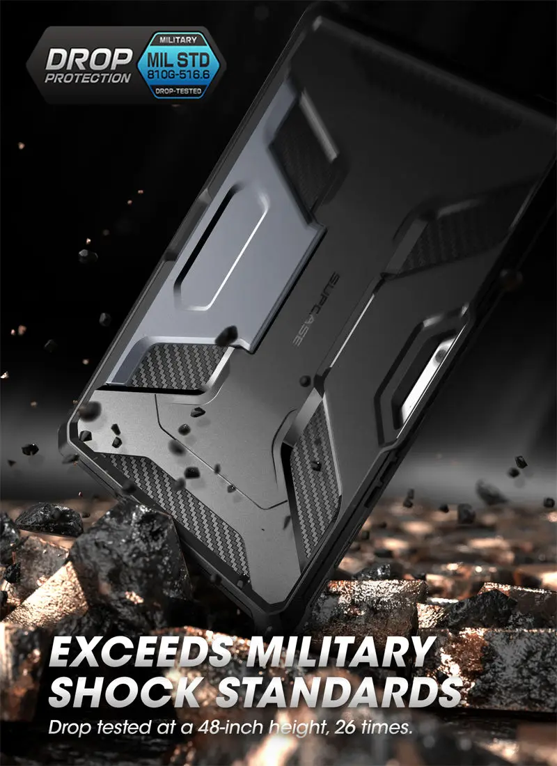 supcase para microsoft surface pro caso robusto caso protetor com embutido kickstand compatível com tipo teclado capa