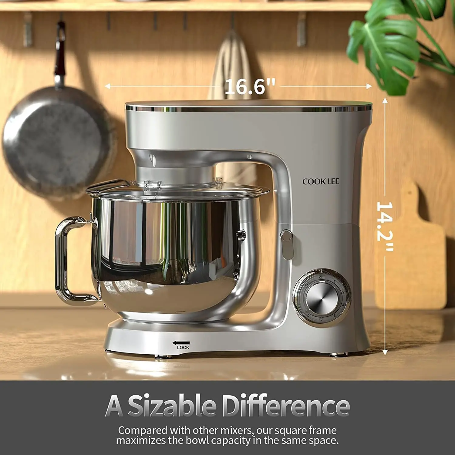 Stand Mixer, 9.5 Qt. 660W 10-Speed Electric Kitchen Mixer with Dishwasher-Safe Dough Hooks, Flat Beaters, Wire Whip & Pouring Sh 2