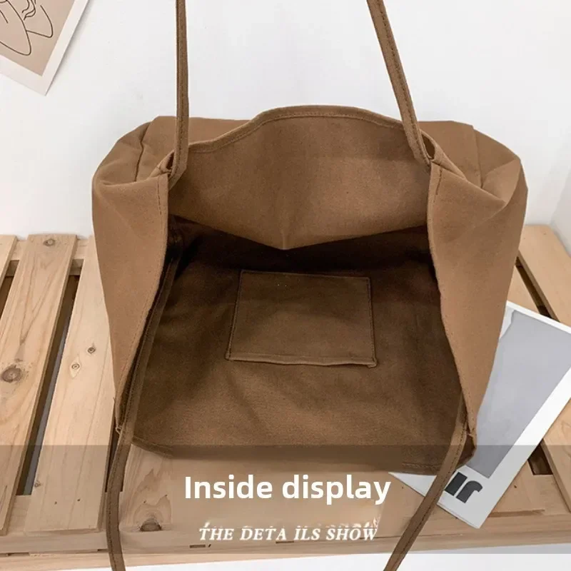 Casual Large Capacity Canvas Shopper Totes High Quality Eco Reusable Grocery Handbag for Women Travel Shoulder Bags Daily Pouch