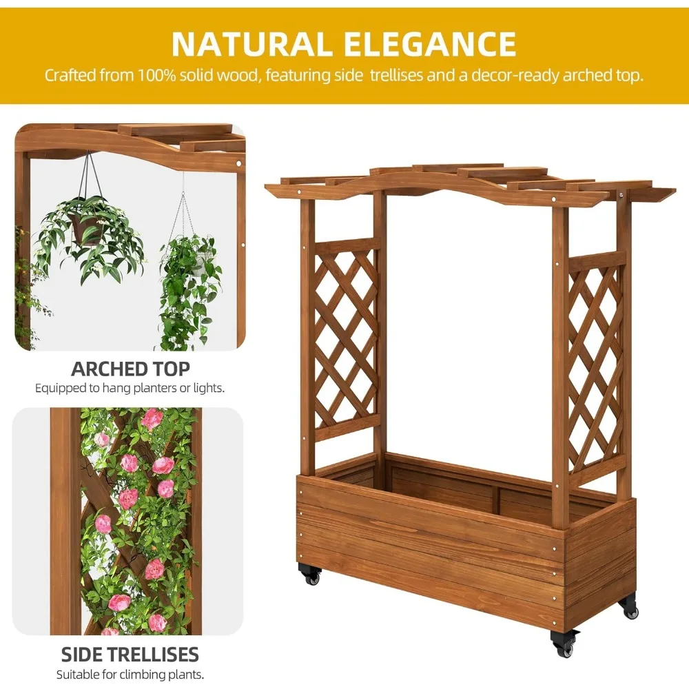 DWVO Raised Garden Bed with Trellis Movable 3