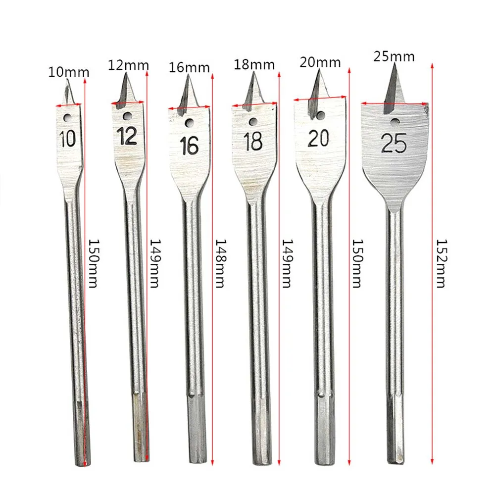 6pcsWood Plate Opener 10-25mm Titanium Coating Hex Shank Spade Bits Flat Boring Bit Wood Drill Bit Power Tools Hole Saw