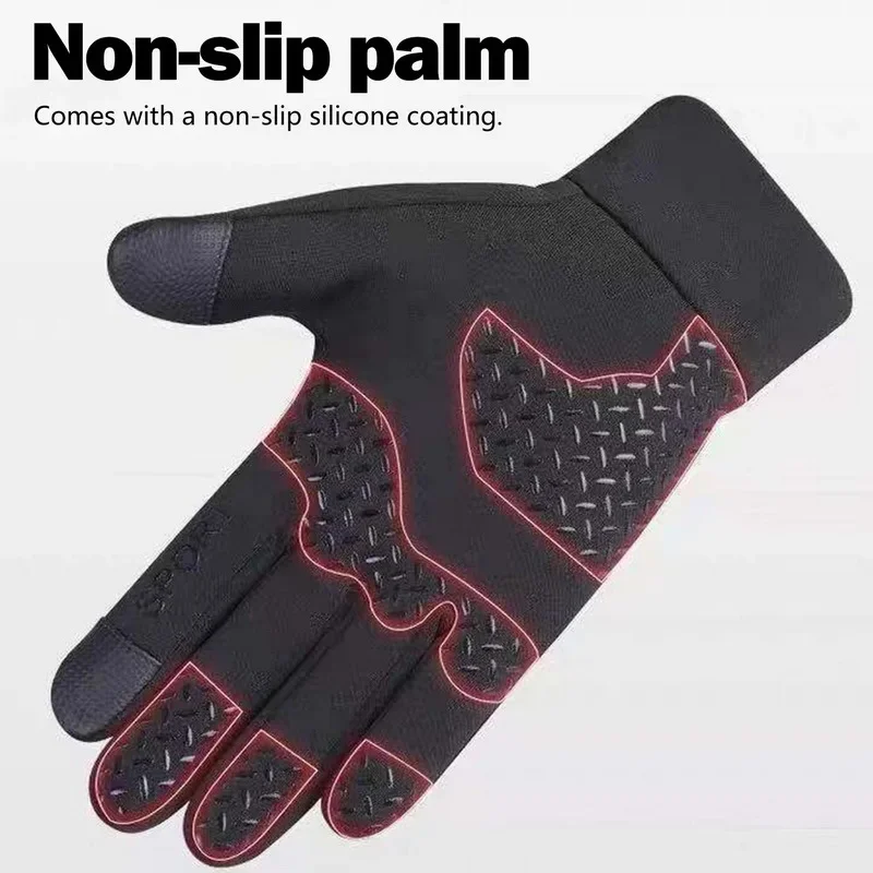 1 Pair Winter Cycling Gloves Men Waterproof Windproof Outdoor Fishing Motorcycle Thermal Touch Anti-Slip Fleece Ski Sport Gloves 5