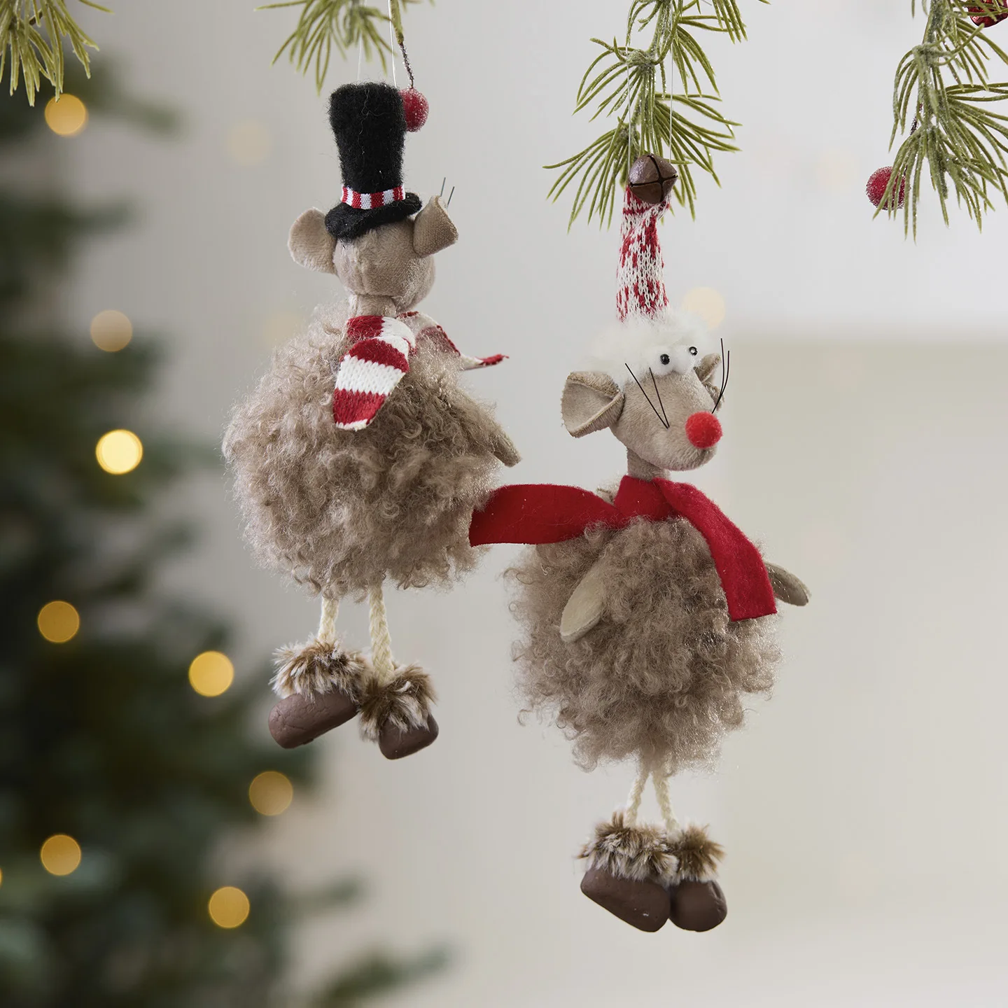 Christmas Cute Mouse Pendant Plush Doll Christmas Tree Hanging Christmas Decorations Navidad adornos navideños