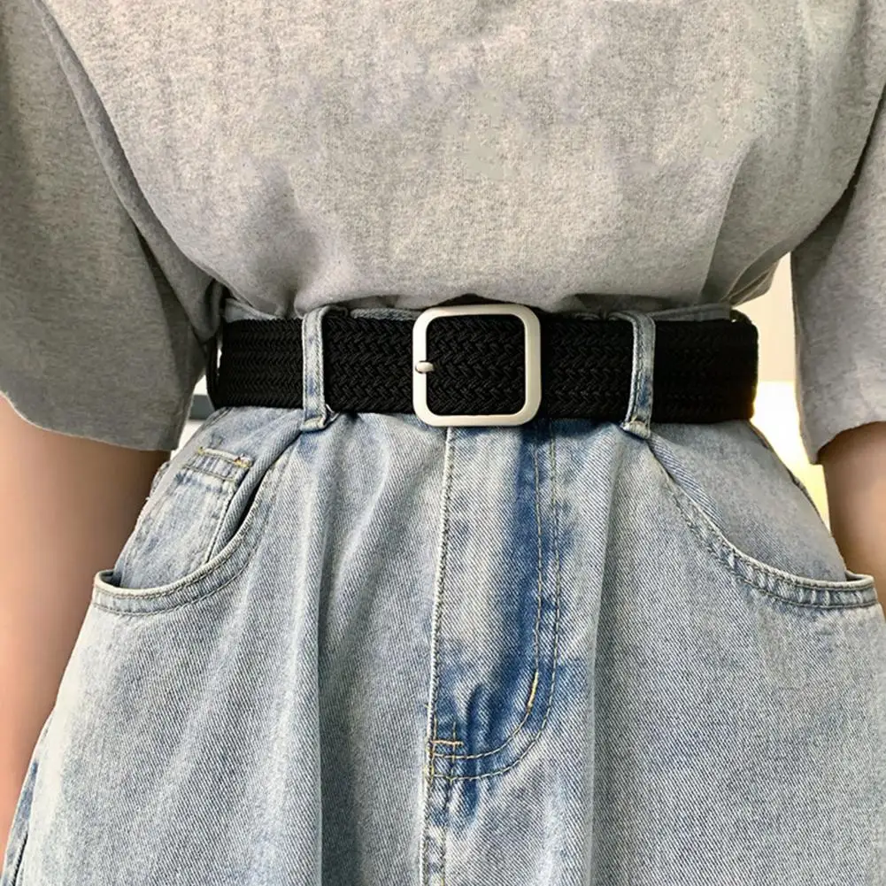 

Round Buckle Belt Unisex Braided Belt Adjustable Unisex Canvas Woven Belt with Round Square Buckle Pin No for Dress for Men