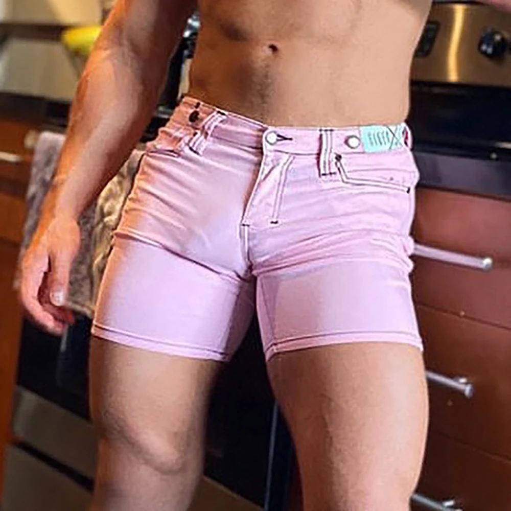 Personalized Sexy Fit Shorts For Men Summer New Short Pants Fashion Streetwear Men's Shorts Causal Solid Color Button Pant S-3XL