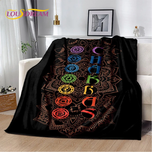 Rainbow 7 Chakra Yoga Meditation Blanket,Flannel Throw Blanket for Home  Bedroom Bed Sofa Picnic Office