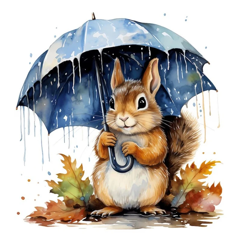 T395# Squirrel With Umbrella Wall Sticker Bathroom Toilet Decor Living Room Cabinet Refrigerator Home Decoration Decals wall stickers,wall sticker