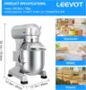 1250W Commercial Food Mixer, Commercial mixer 3-Speed Adjustable Heavy Duty Stand Mixer with Stainless Steel Bowl for Bakery Piz 5