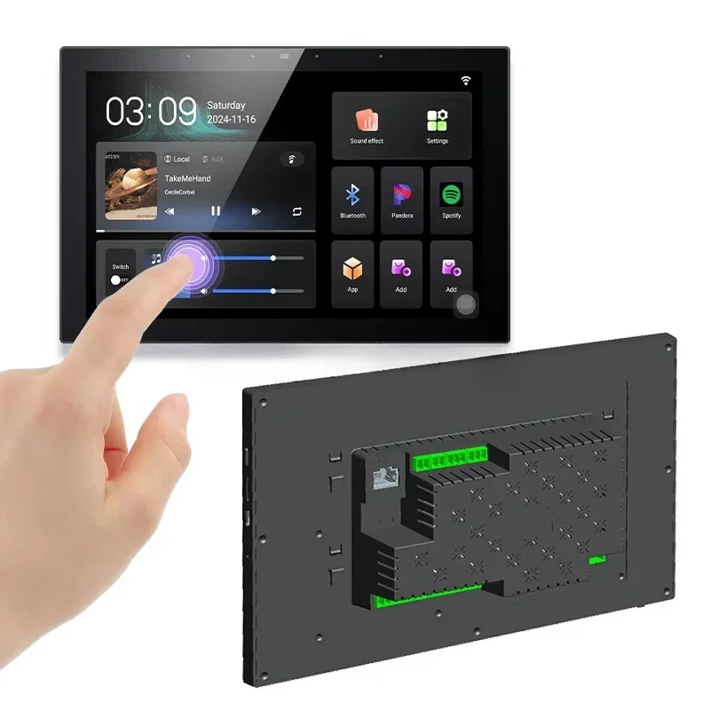 Amplificateur mural intelligent pour maison connectée 10 pouces, 4 Go de RAM, 32 Go de ROM, sortie haut-parleur 8 canaux, lecture en deux zones, système home cinéma