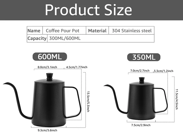 MERMOO YILAN Pour Over Drip Kettle 350ml Stainless Steel Gooseneck Coffee  Kettle Long Narrow Spout Hand Drip Coffee Tea Pot with Lid