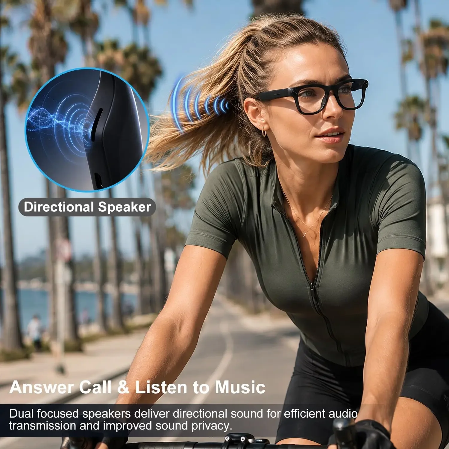 Occhiali Smart AI 4K HD con Fotocamera, Registrazione Video, Riconoscimento Foto AI, Chiamate Bluetooth e Traduzione Vocale - immagine 6