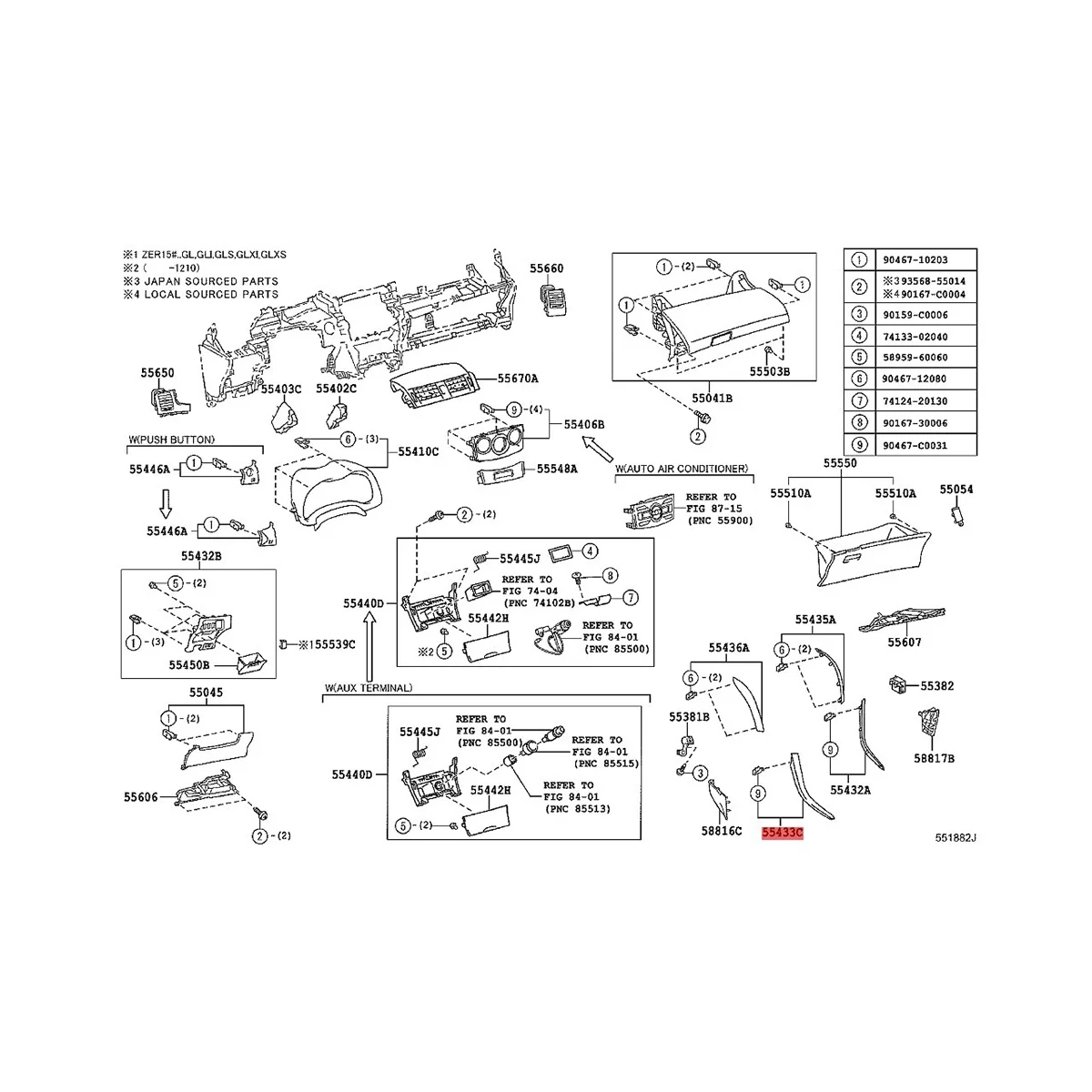 1Set Center Air Vents Chrome Trim Strip Per Toyota Corolla Altis 2007-2013 Dashboard Lower + Upper Trim Cover Grigio Argento