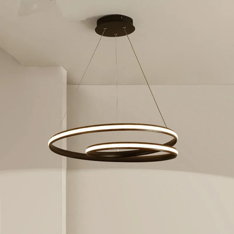 

Modern Led Chandelier Dining Room, Living Room, Kitchen With Black And White Color. Aluminum Lamp Body Suspension Pendant Light