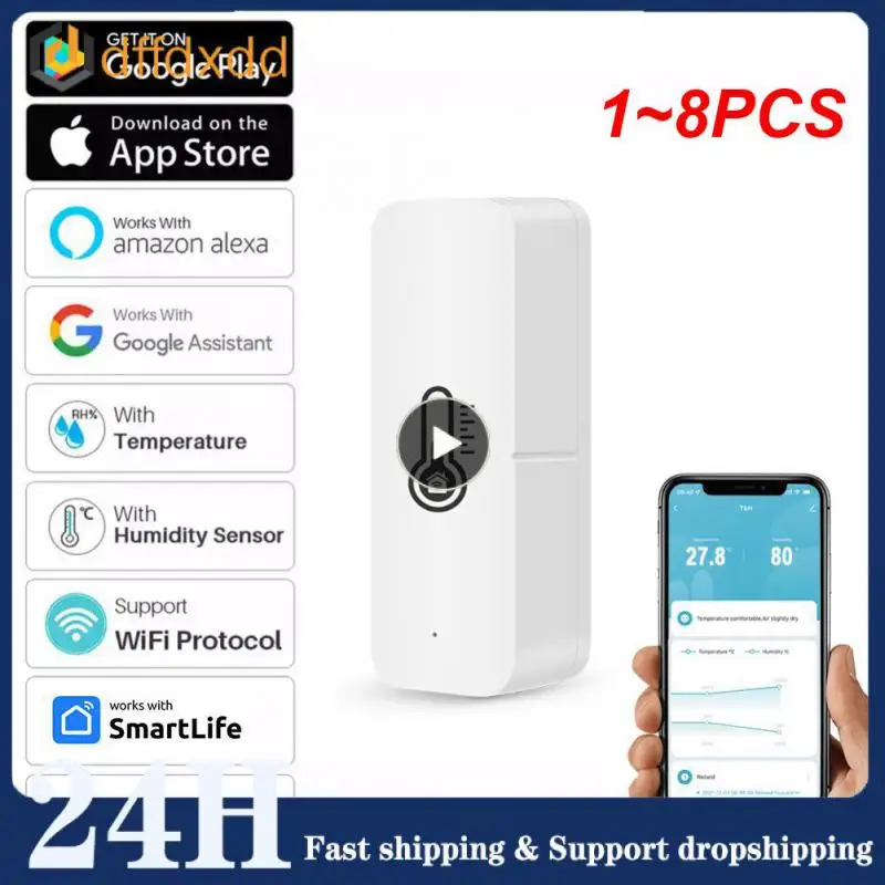 

Датчик температуры и влажности Tuya Wi-Fi, 1 ~ 8 шт.