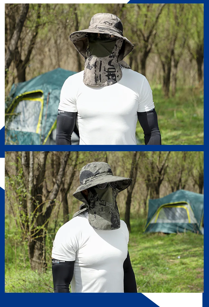 60-65cm Cap Unisex Bărbați Femei Pescar Bărbați Gras Număr mare Protector pentru gât Umbrire față Protecție solară Căciulă de călătorie pentru agrement_voghion.com