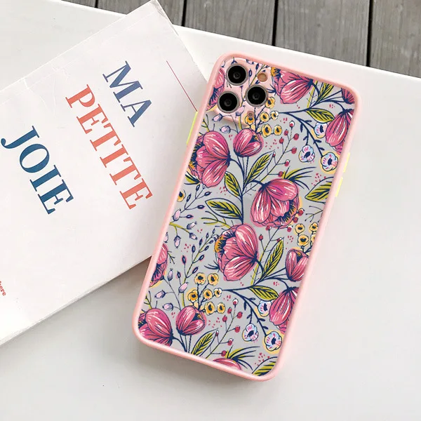 Floral Shockproof Matte Transparent Phone Case