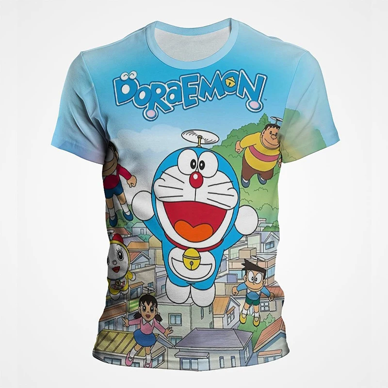Camisetas De Doraemon para niños y niñas, ropa informal de talla grande
