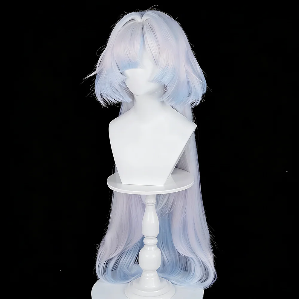 Generic Silver Blue Gradient Long Synthetic Wig for Cosplay Events
