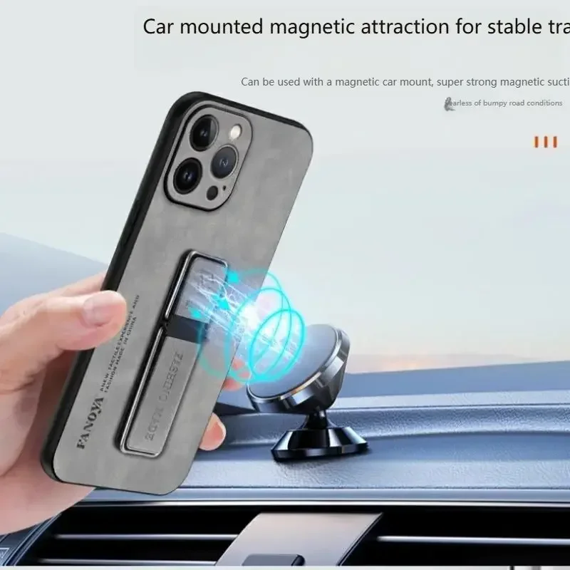 Premium Sheepskin Leather Phone Case with Matte Finish and Stand Holder - Camera Protection Back Cover