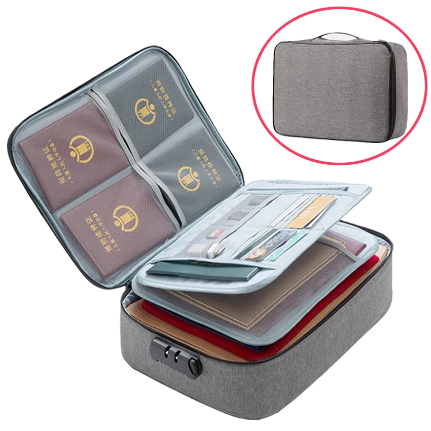 Sac de rangement de documents de grande capacité, dossier de voyage  multicouche, étanche, valise d'évaluation pour passeport et carte de crédit  - AliExpress