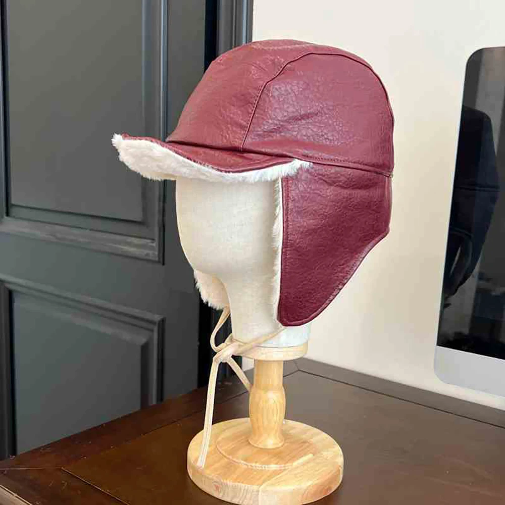 Wool Fur 2024 Luxury Winter Autumn Quality  Fur Hat Lamb Wool Bomber Hats For Men Earflaps Warm Ushanka Russian Hat Snow Cap 3