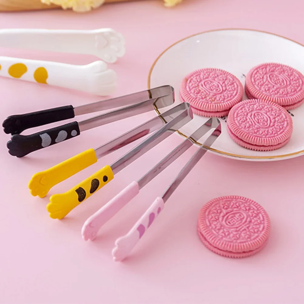 Japanese Cat Paw Shape Food Tongs Cute Cartoon Meal Tongs Stainless Steel Barbecue Sandwich Baking Clip Kitchen Gadgets food tongs