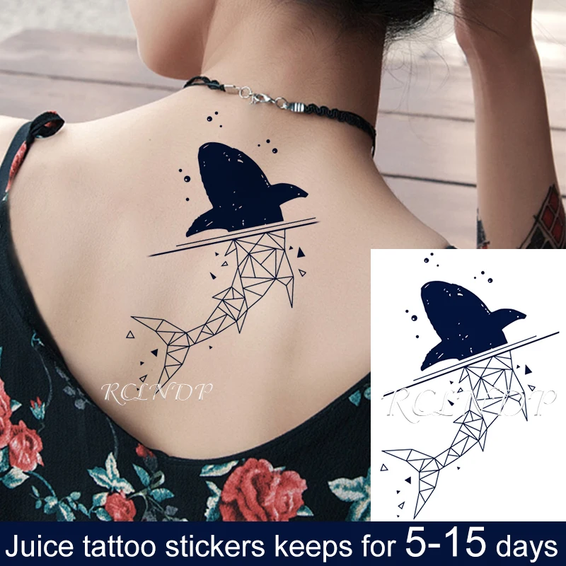 

Waterproof Temporary Juice ink Tattoo Sticker Geometric Whale Trangle Planet Fruit Gel Long lasting Art for Men Women